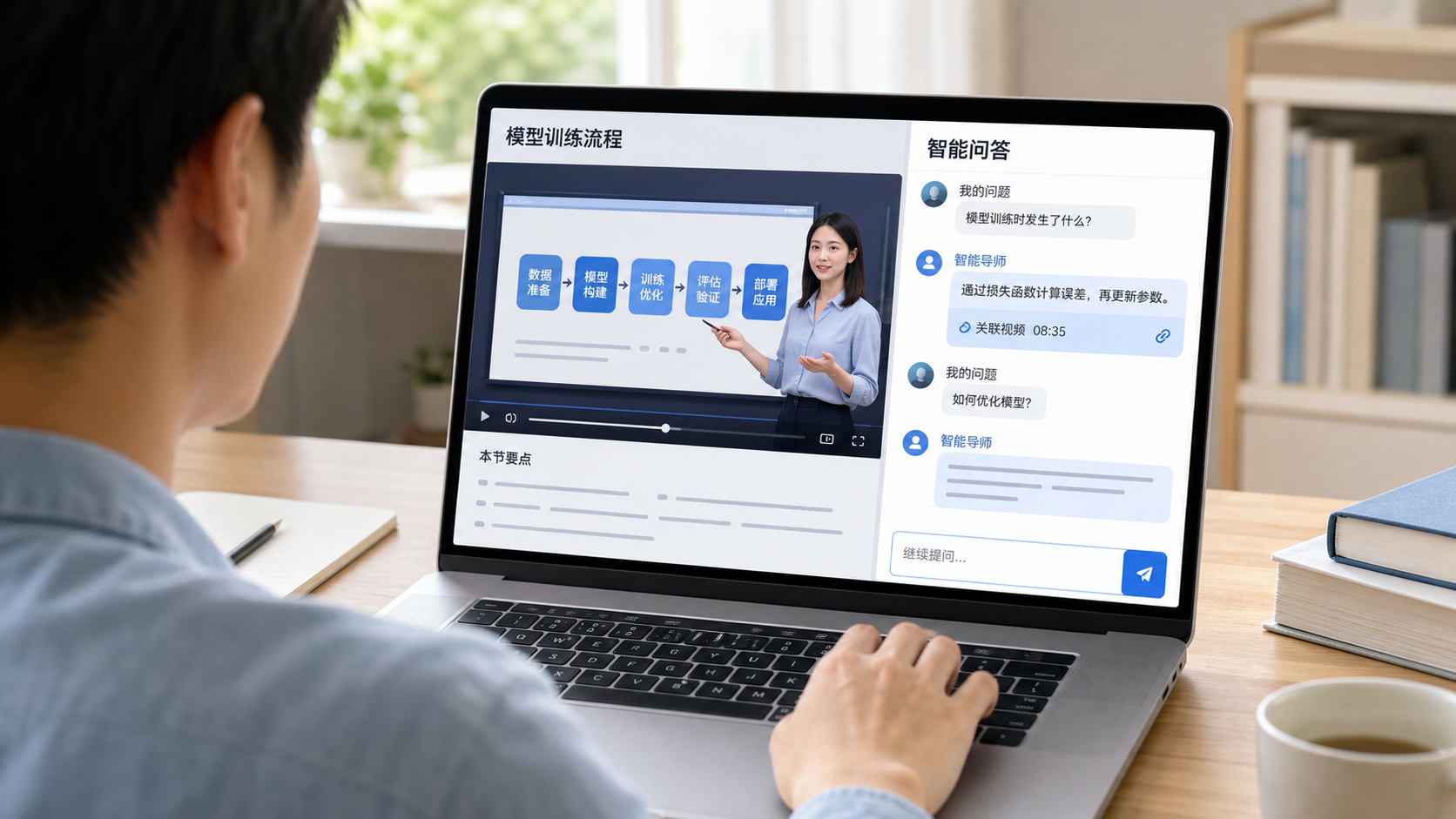 学习者与数字讲师进行实时课程问答