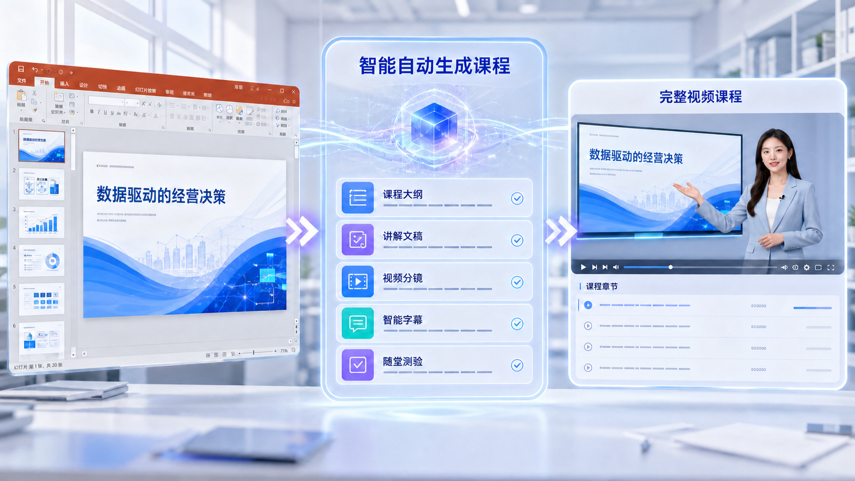 PPT 与文档素材经智能处理转为数字人视频课程
